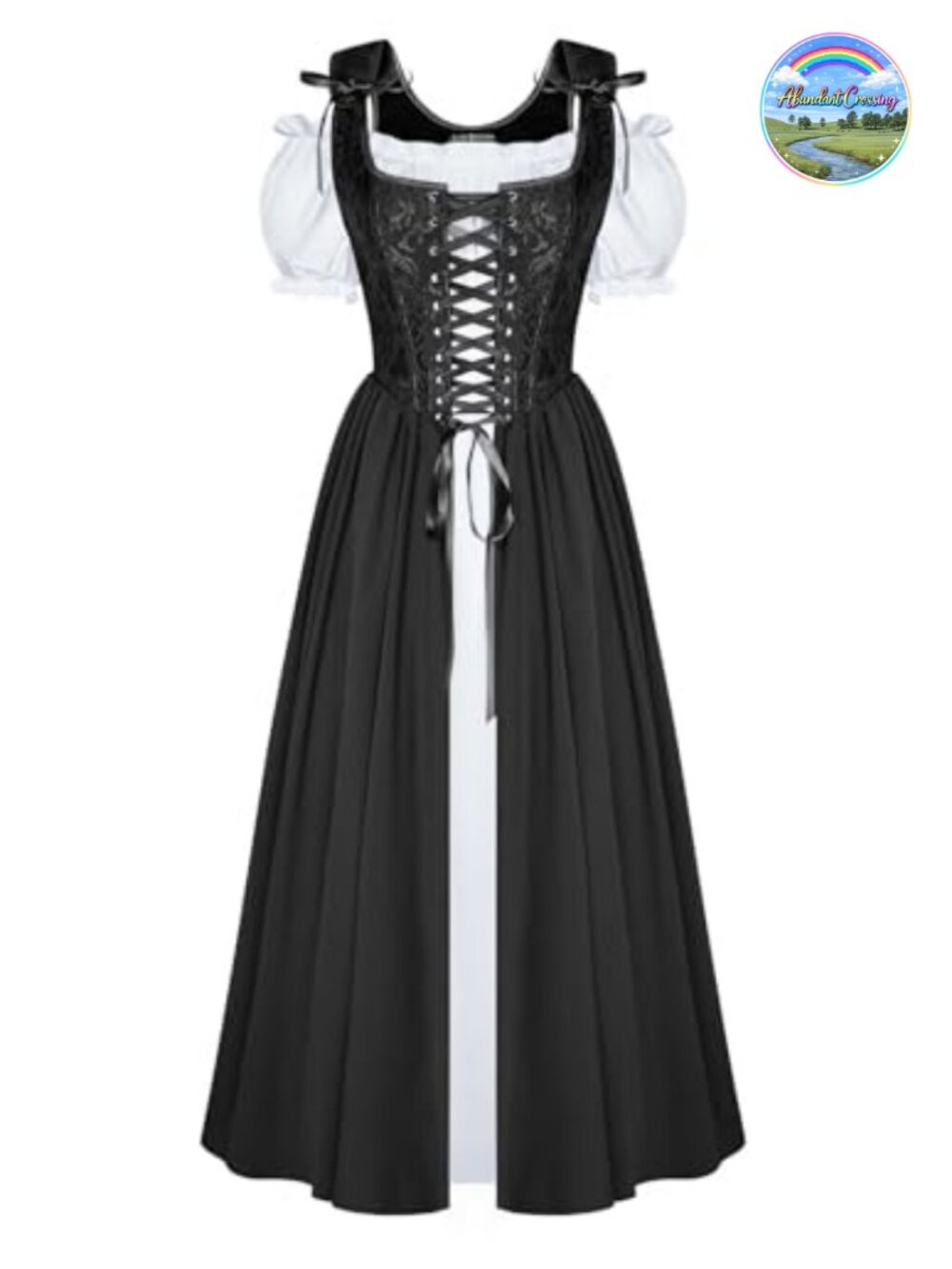 Renaissance Corset Dress Medieval Fairy Costume Set Lace-Up